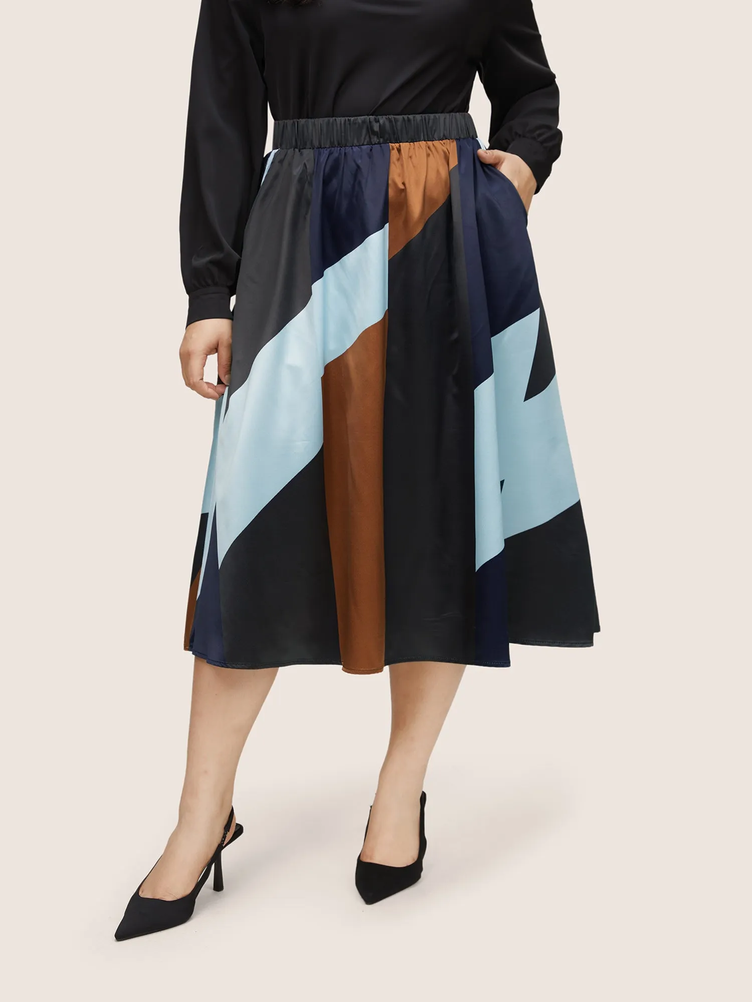 Colorblock Contrast Pocket Cropped Skirt sold by Bloomchic