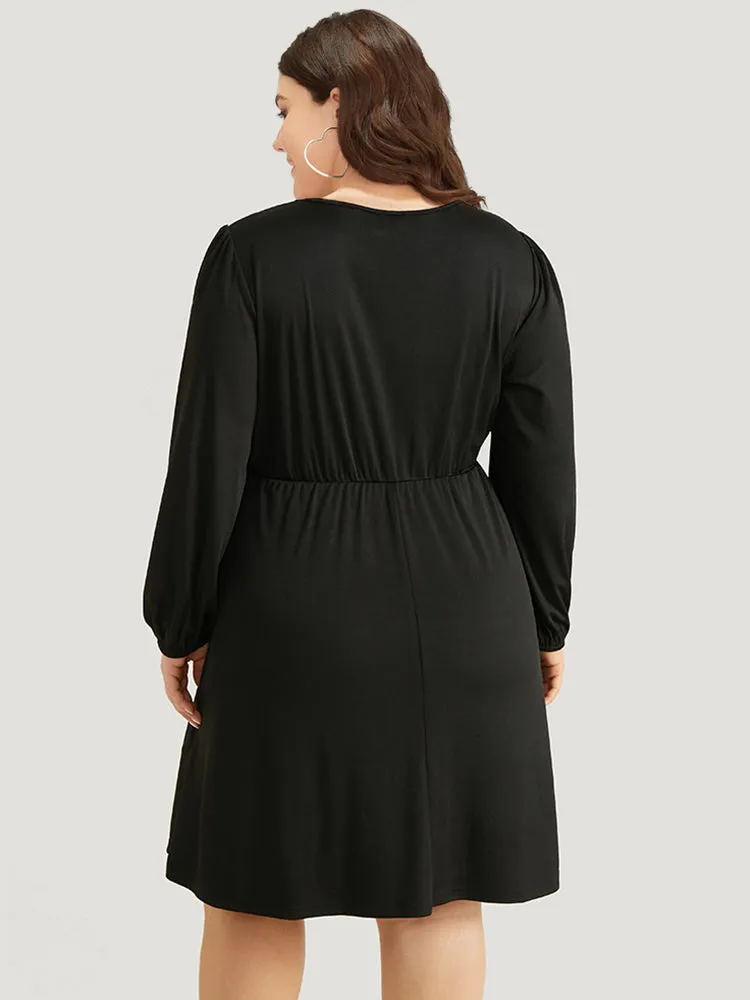 Halloween Plain PU Crisscross Patchwork Pocket Dress sold by Bloomchic product image thumbnail 5