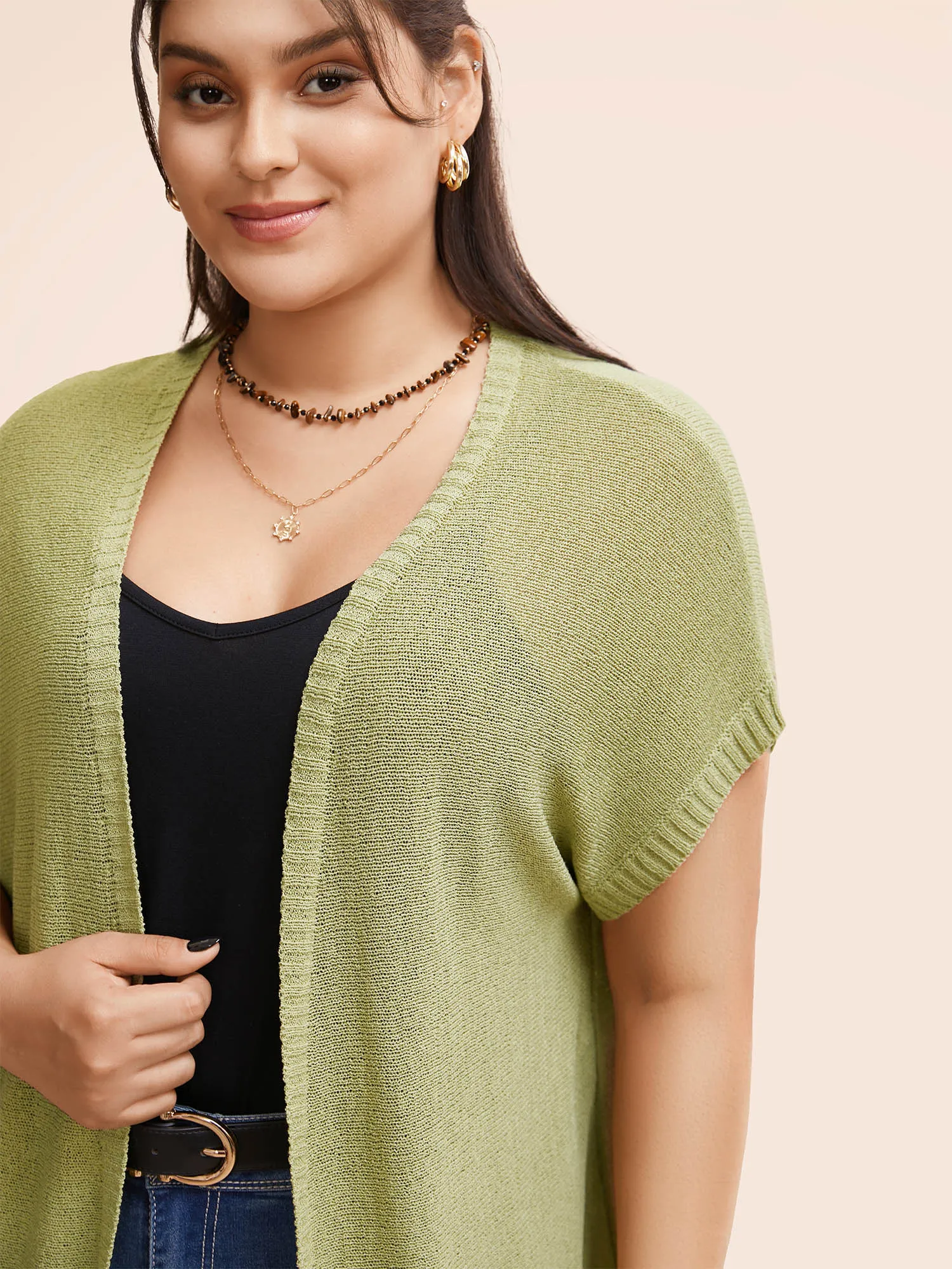 Solid Kimono Collar Dolman Sleeve Cardigan sold by Bloomchic product image thumbnail 4