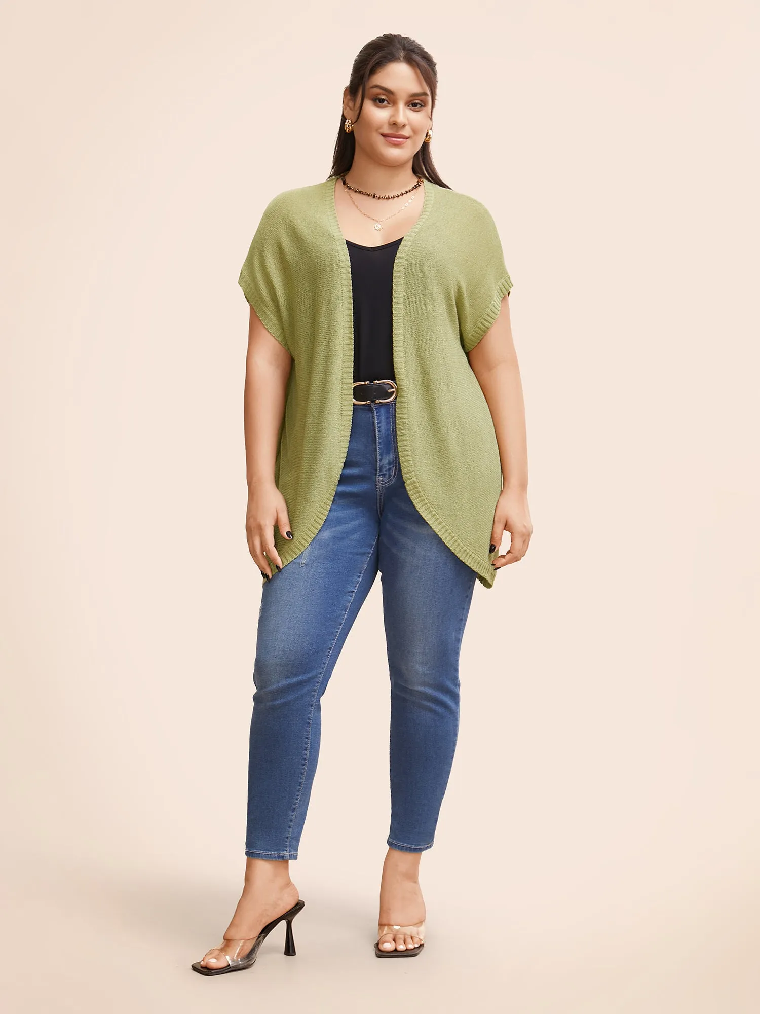 Solid Kimono Collar Dolman Sleeve Cardigan sold by Bloomchic product image thumbnail 3