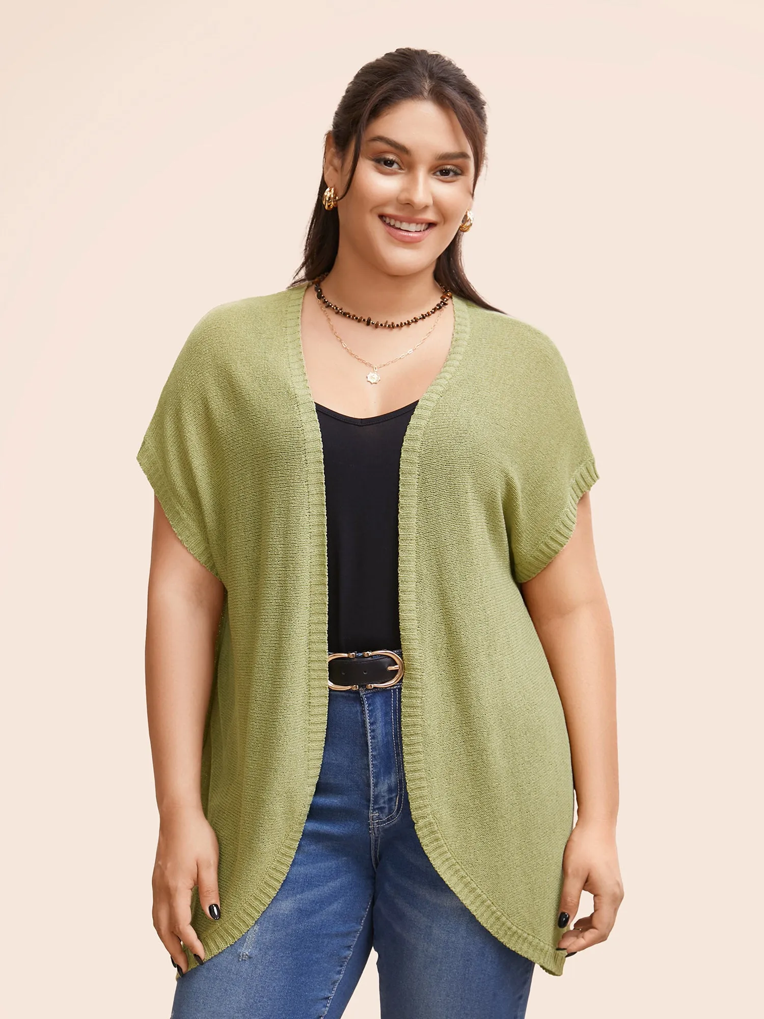 Solid Kimono Collar Dolman Sleeve Cardigan sold by Bloomchic