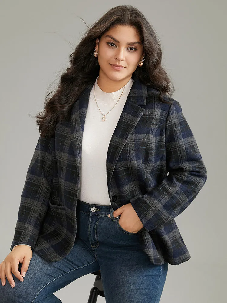 Plaid Button Up Suit Collar Blazer sold by Bloomchic