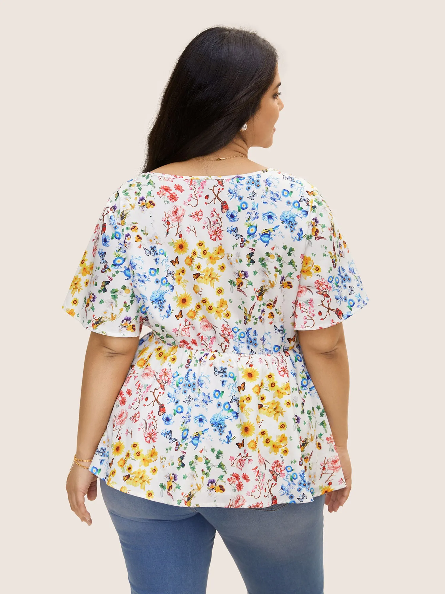 Patchwork Floral Lace Panel Tie Knot Blouse sold by Bloomchic product image thumbnail 3