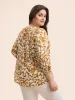 Notched Silhouette Floral Print Lantern Sleeve Blouse sold by Bloomchic