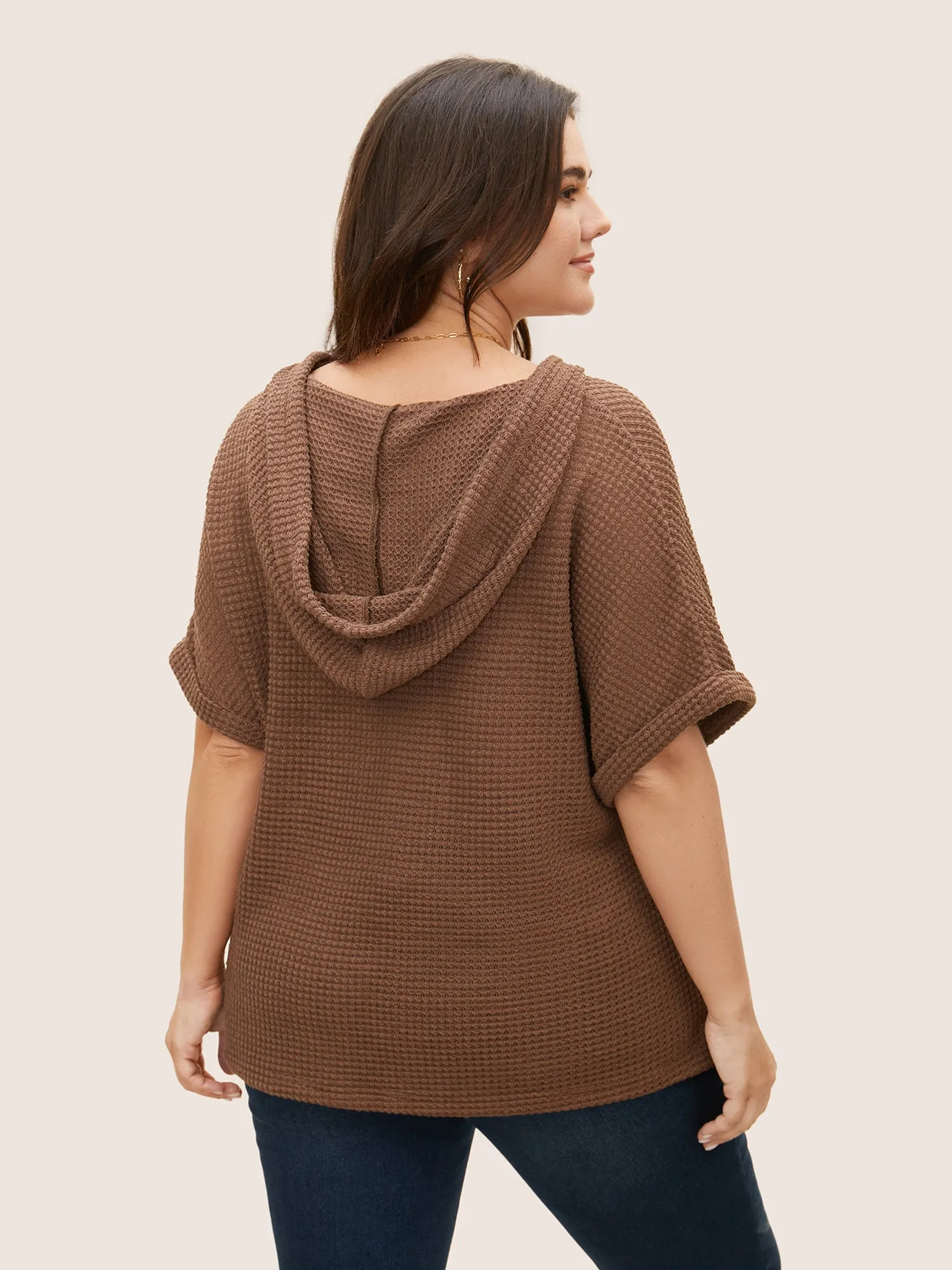 Solid Hooded Drawstring Dolman Sleeve T-shirt sold by Bloomchic product image thumbnail 5