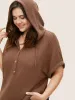 Solid Hooded Drawstring Dolman Sleeve T-shirt sold by Bloomchic