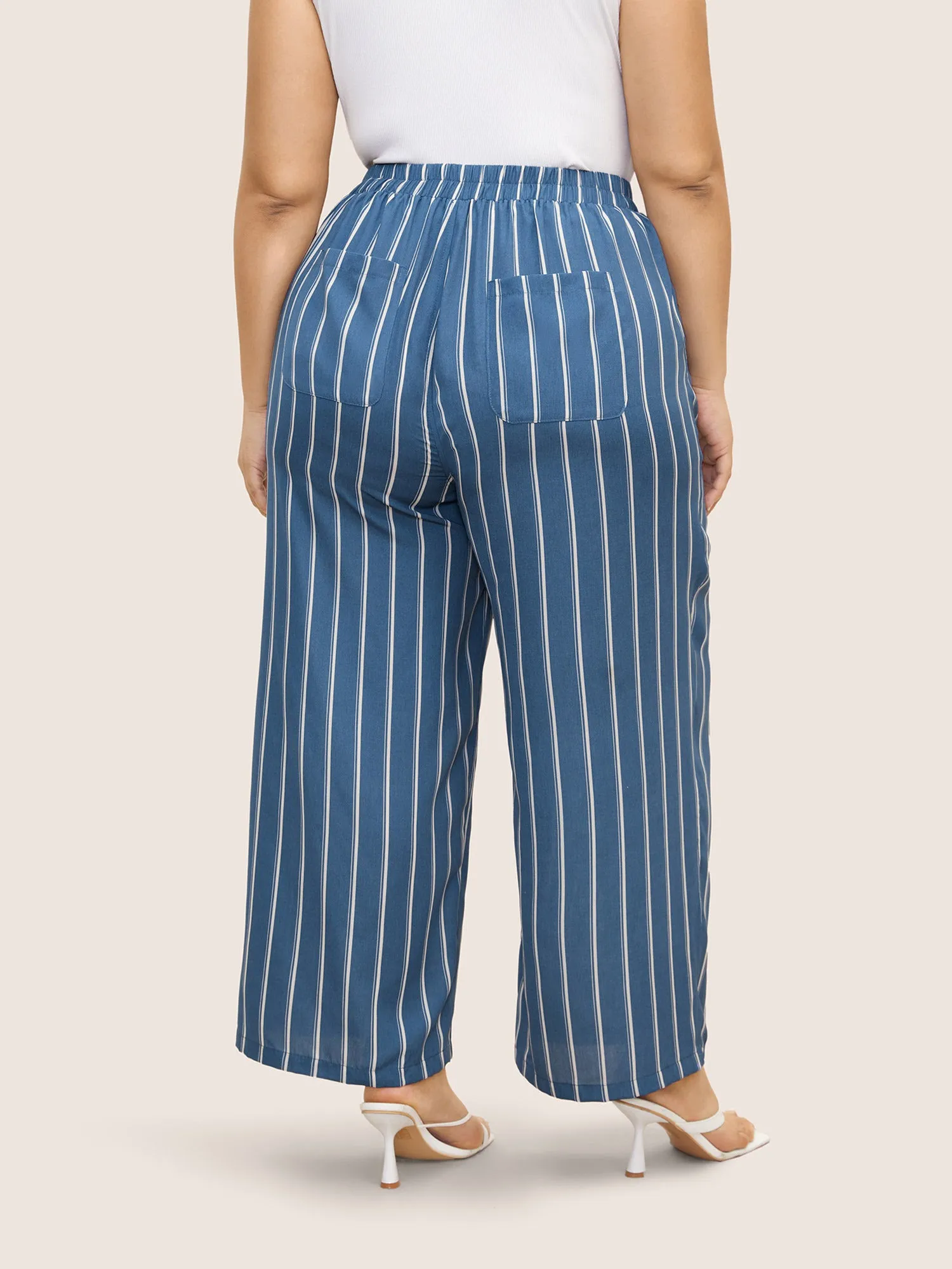 Striped Elastic Waist Wide Leg Pants sold by Bloomchic product image thumbnail 2