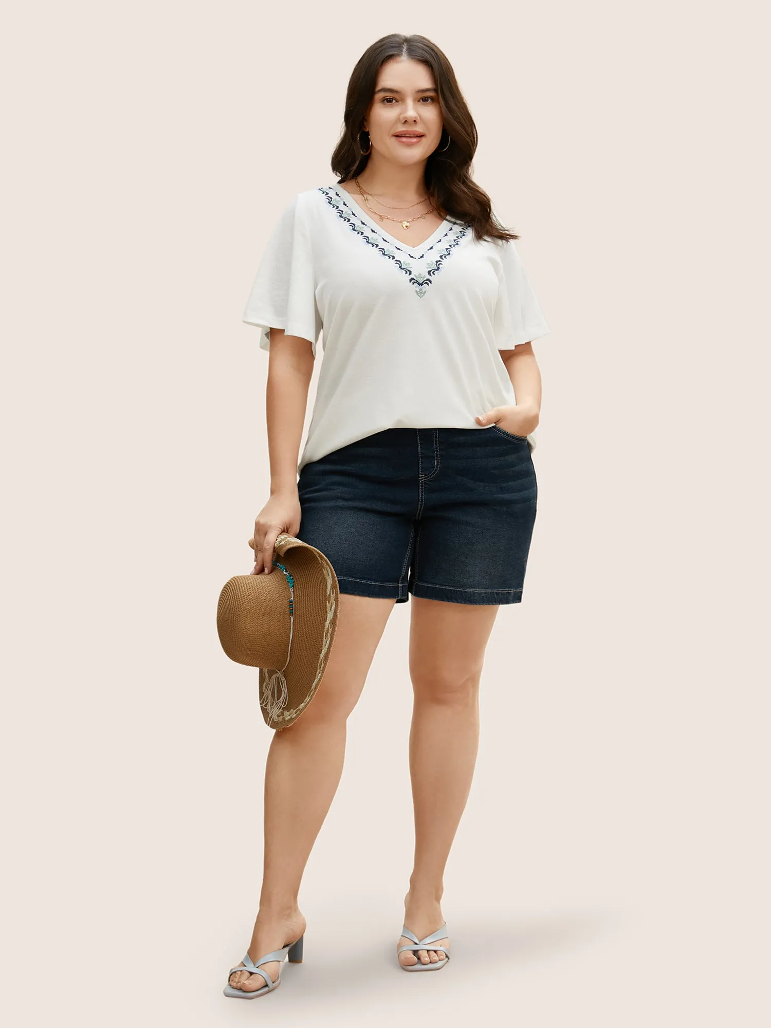 V Neck Bandana Embroidered Design T-shirt sold by Bloomchic product image thumbnail 2