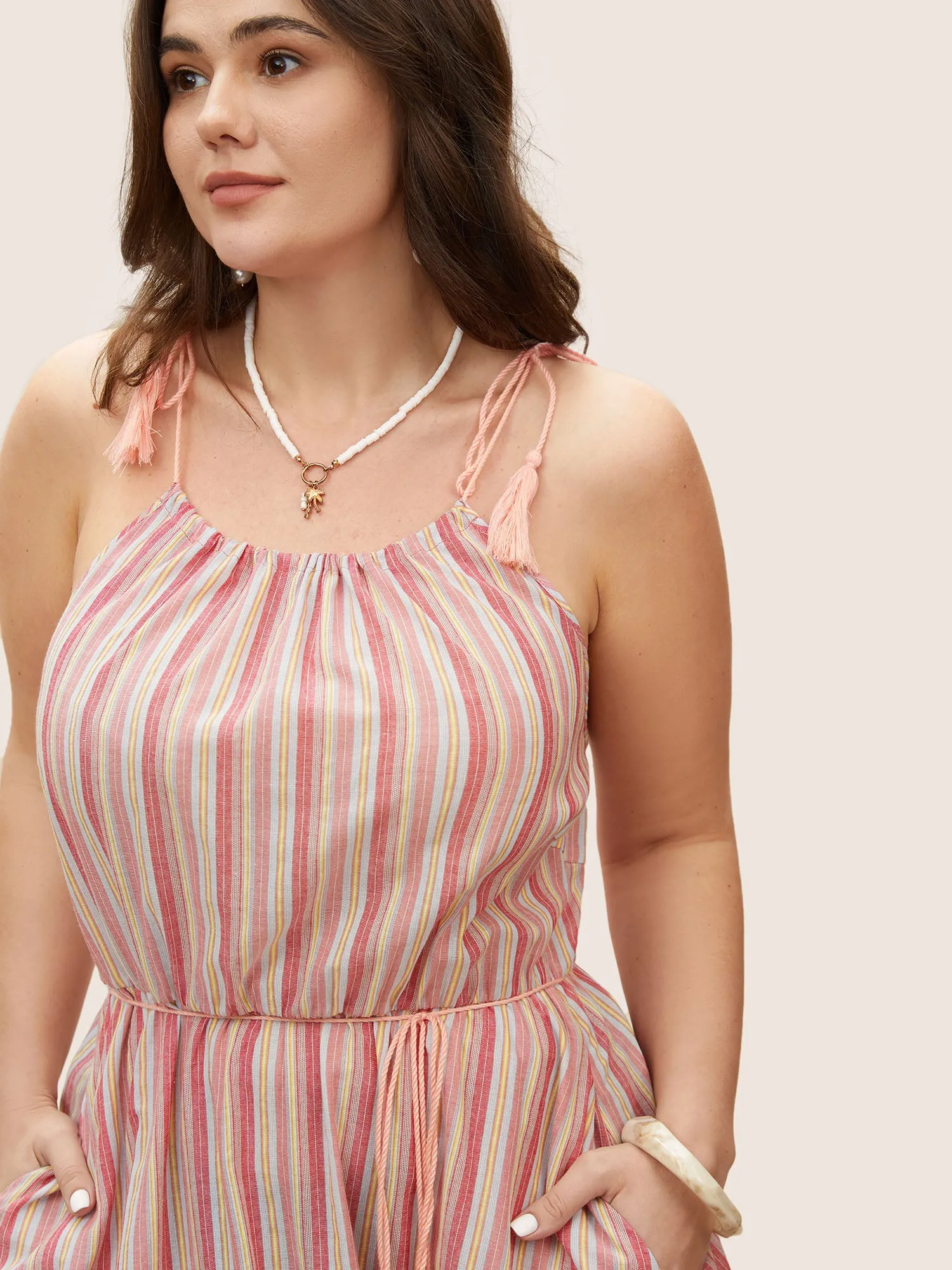 Supersoft Essentials Stripes Tie Knot Tassels Cami Dress sold by Bloomchic product image thumbnail 4