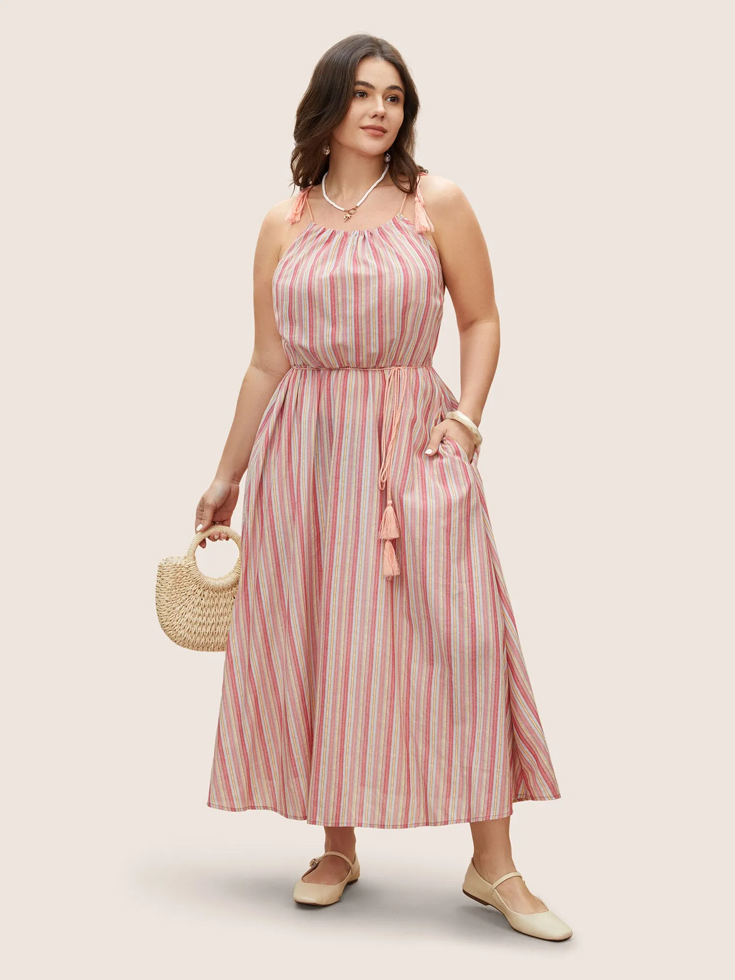 Supersoft Essentials Stripes Tie Knot Tassels Cami Dress sold by Bloomchic product image thumbnail 2