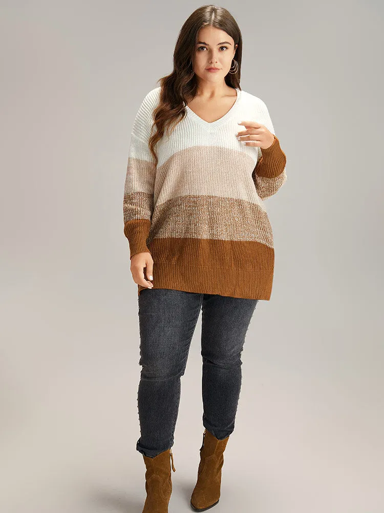 Heather Split Side Contrast V Neck Pullover sold by Bloomchic product image thumbnail 5
