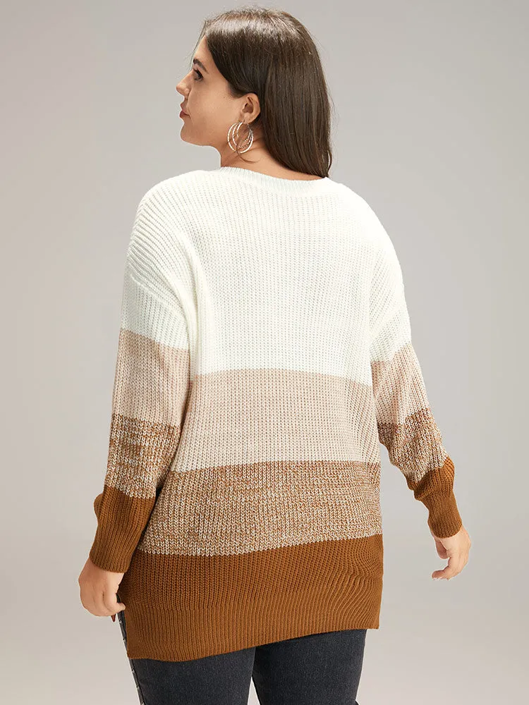 Heather Split Side Contrast V Neck Pullover sold by Bloomchic product image thumbnail 2