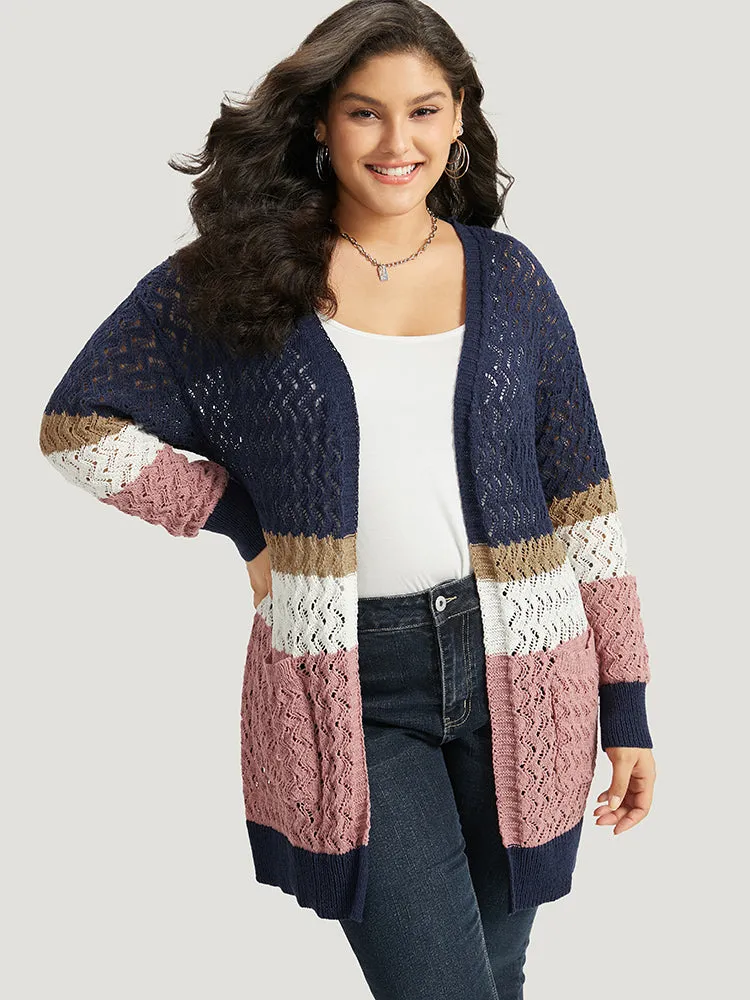 Colorblock Eyelet Patched Pocket Cardigan sold by Bloomchic product image thumbnail 5