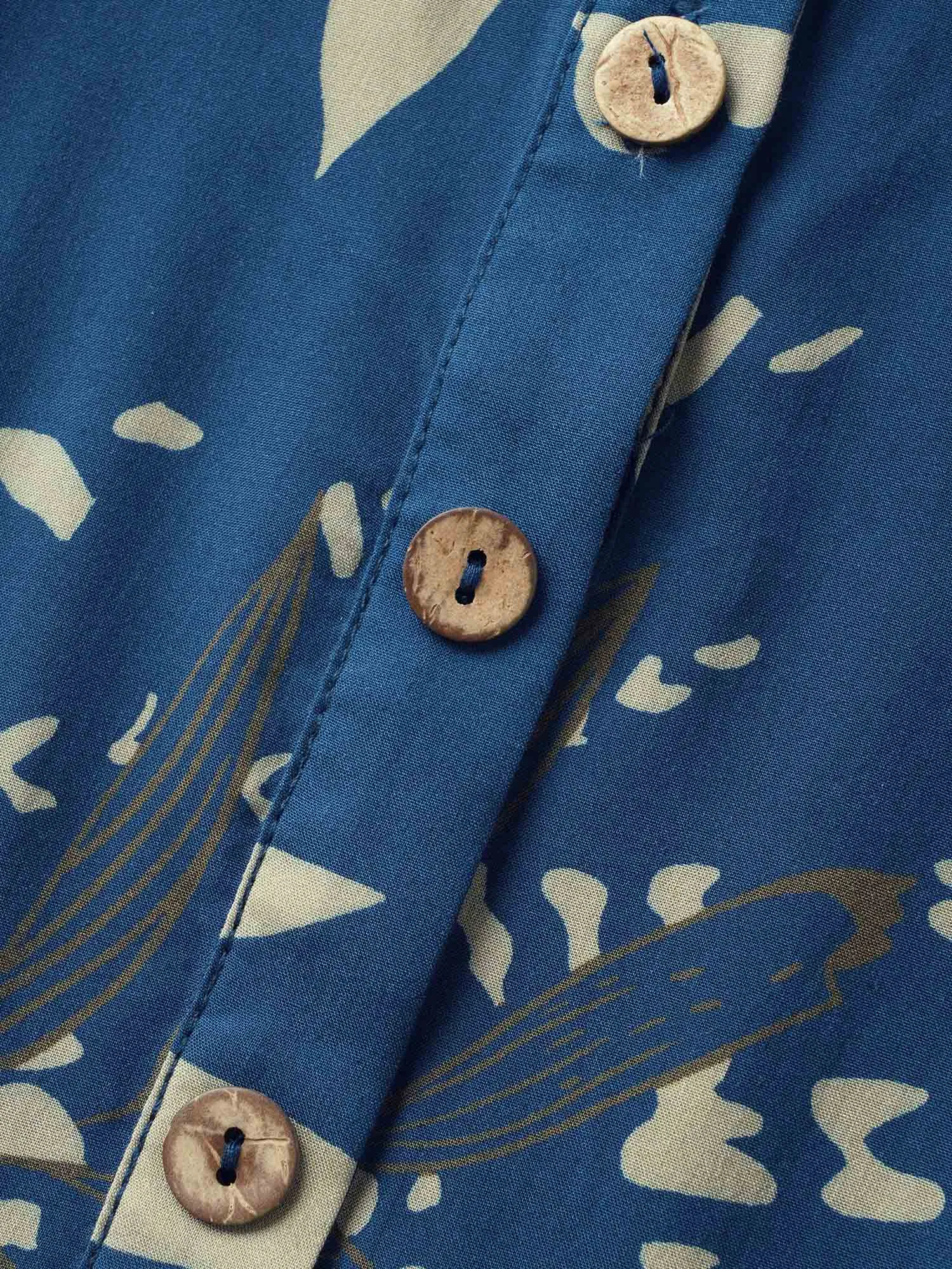 Rayon Tropical Print Button Detail Pleated Dress sold by Bloomchic product image thumbnail 5