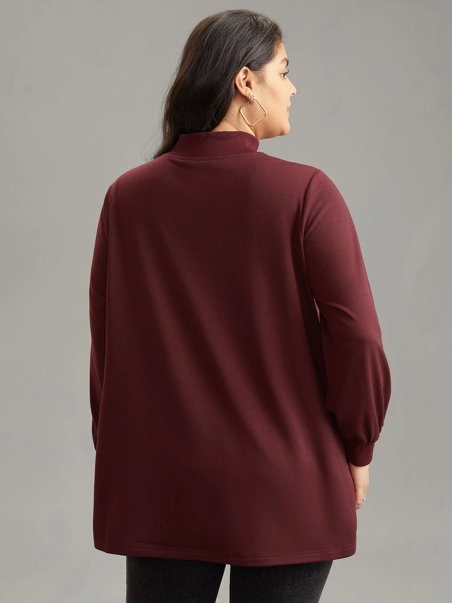 Rib Knit Pocket Cut Out Front Sweatshirt sold by Bloomchic product image thumbnail 2