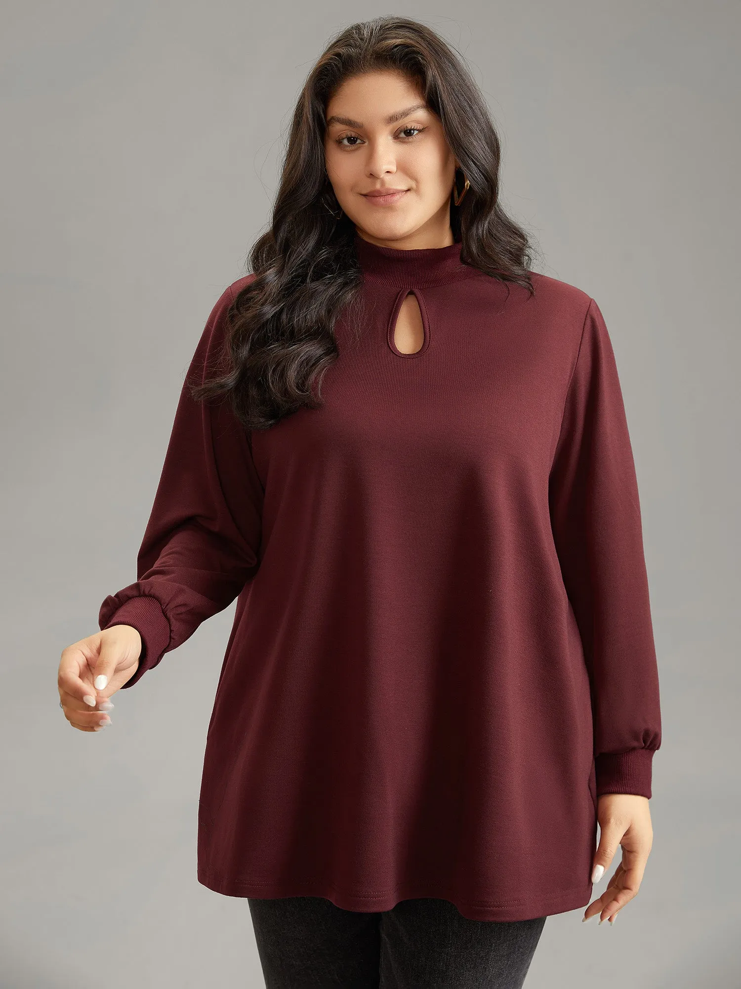 Rib Knit Pocket Cut Out Front Sweatshirt sold by Bloomchic product image thumbnail 3