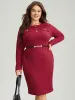 Solid Textured Metal Detail Dress sold by Bloomchic