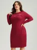 Solid Textured Metal Detail Dress sold by Bloomchic