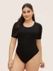 Plain Round Neck Slim Fit Bodysuit sold by Bloomchic