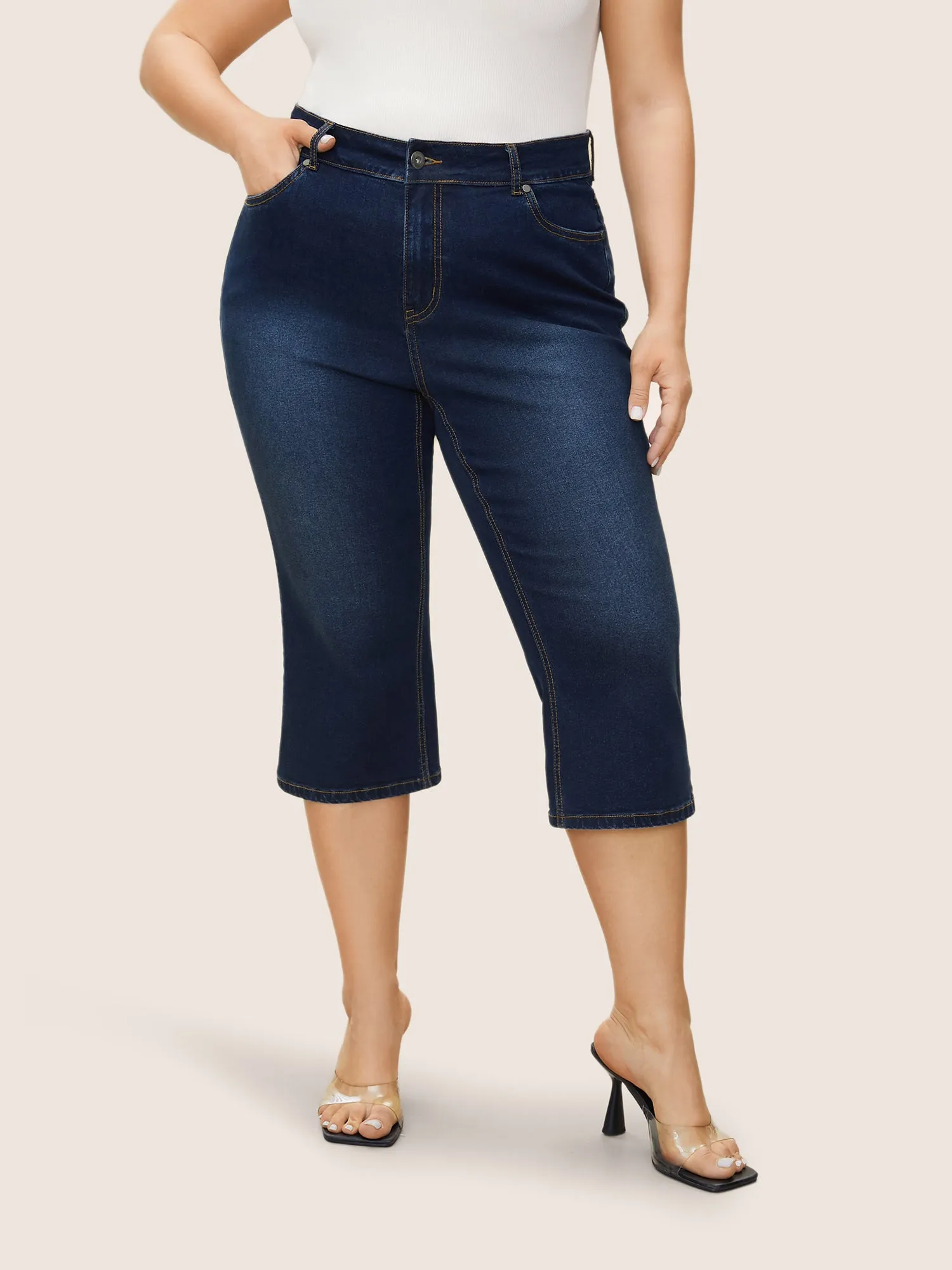 Dark Wash Split Hem Bootcut Pull-On Jegging Jeans sold by Bloomchic