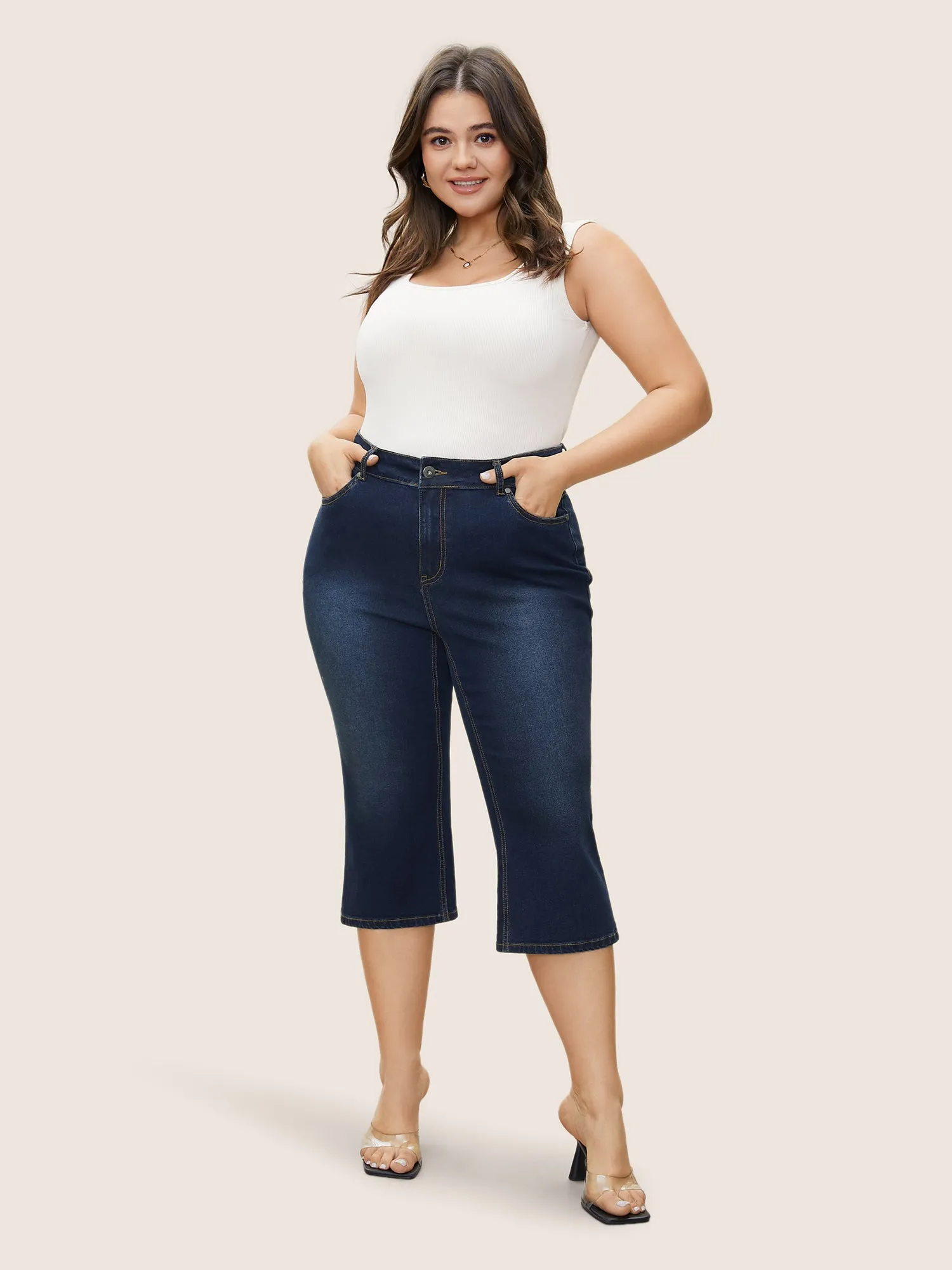 Dark Wash Split Hem Bootcut Pull-On Jegging Jeans sold by Bloomchic product image thumbnail 2