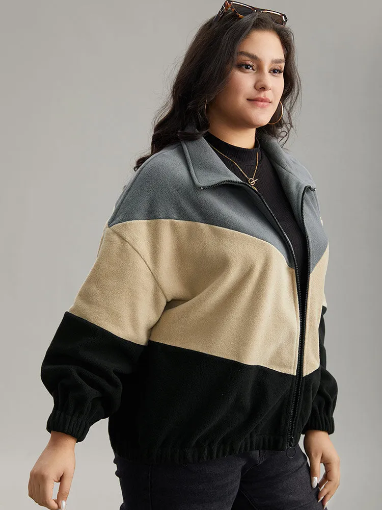 Colorblock Contrast Zipper Drop Shoulder Jacket sold by Bloomchic product image thumbnail 4