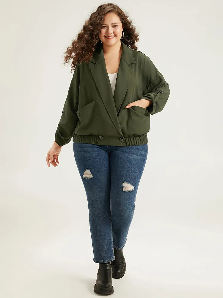 Lapel Collar Solid Gathered Tab Sleeve Jacket sold by Bloomchic product image thumbnail 5