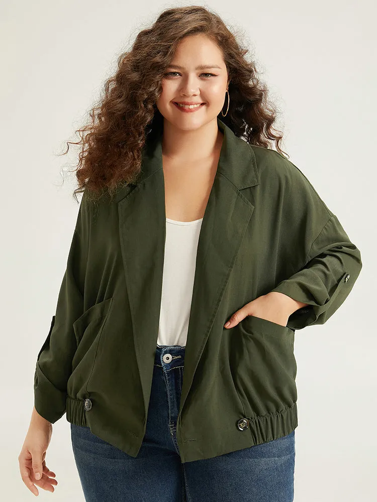 Lapel Collar Solid Gathered Tab Sleeve Jacket sold by Bloomchic product image thumbnail 2