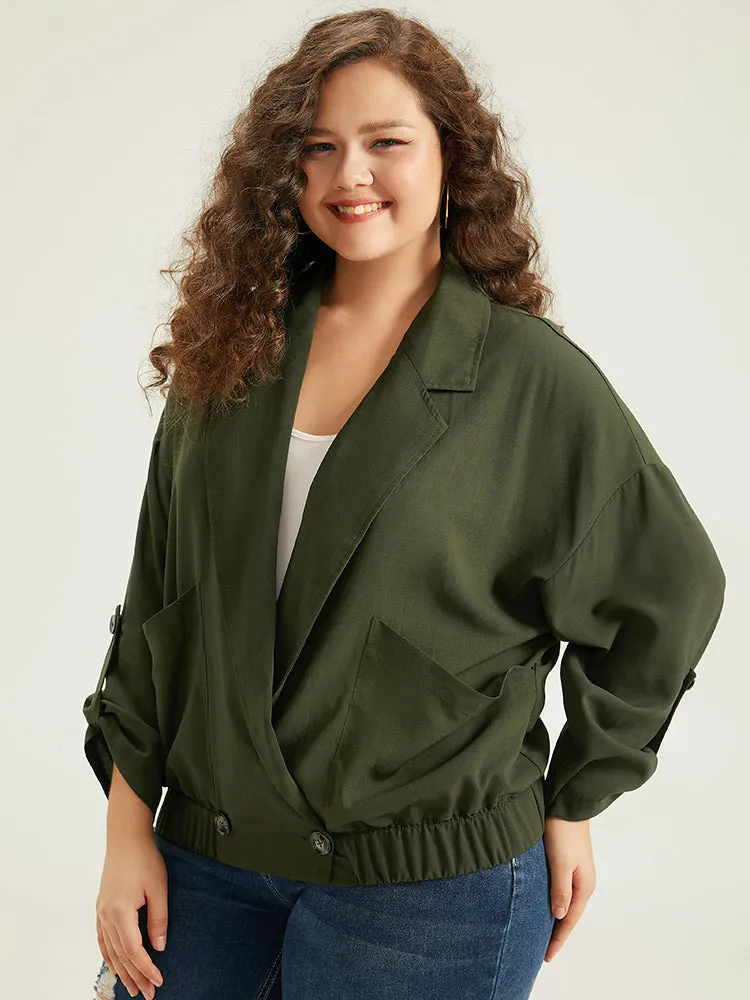 Lapel Collar Solid Gathered Tab Sleeve Jacket sold by Bloomchic product image thumbnail 3