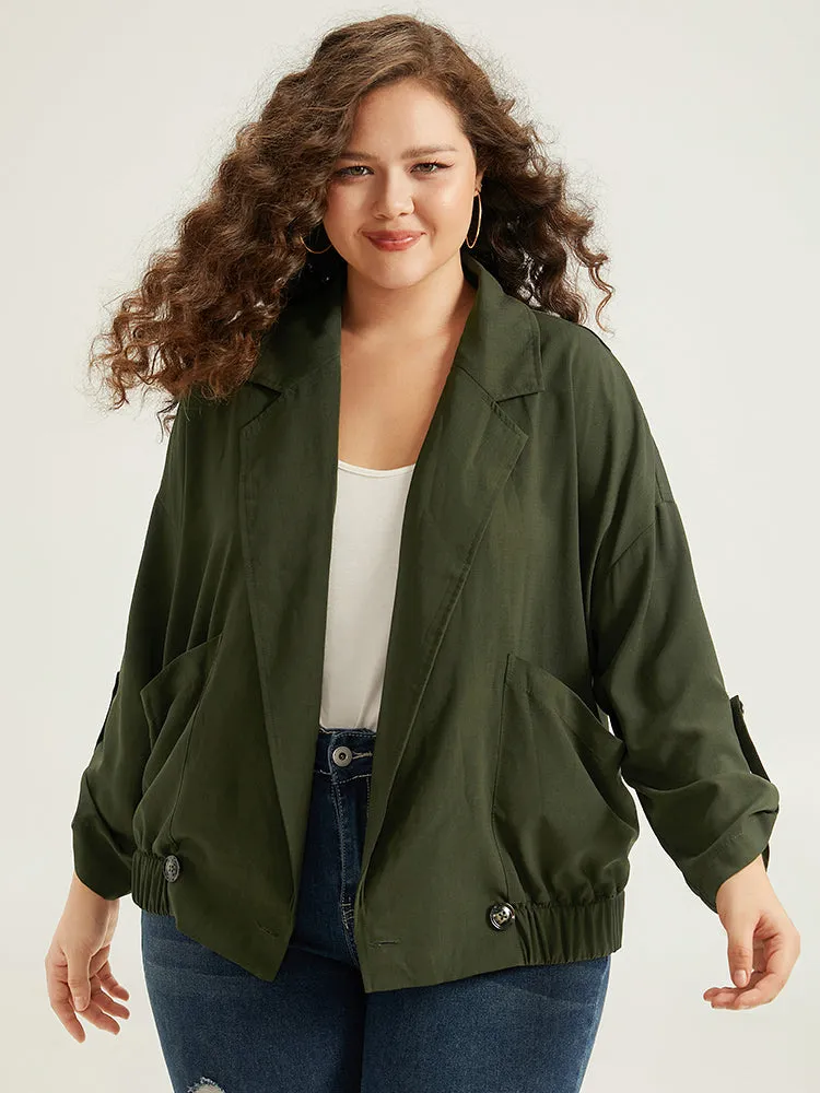 Lapel Collar Solid Gathered Tab Sleeve Jacket sold by Bloomchic product image thumbnail 4