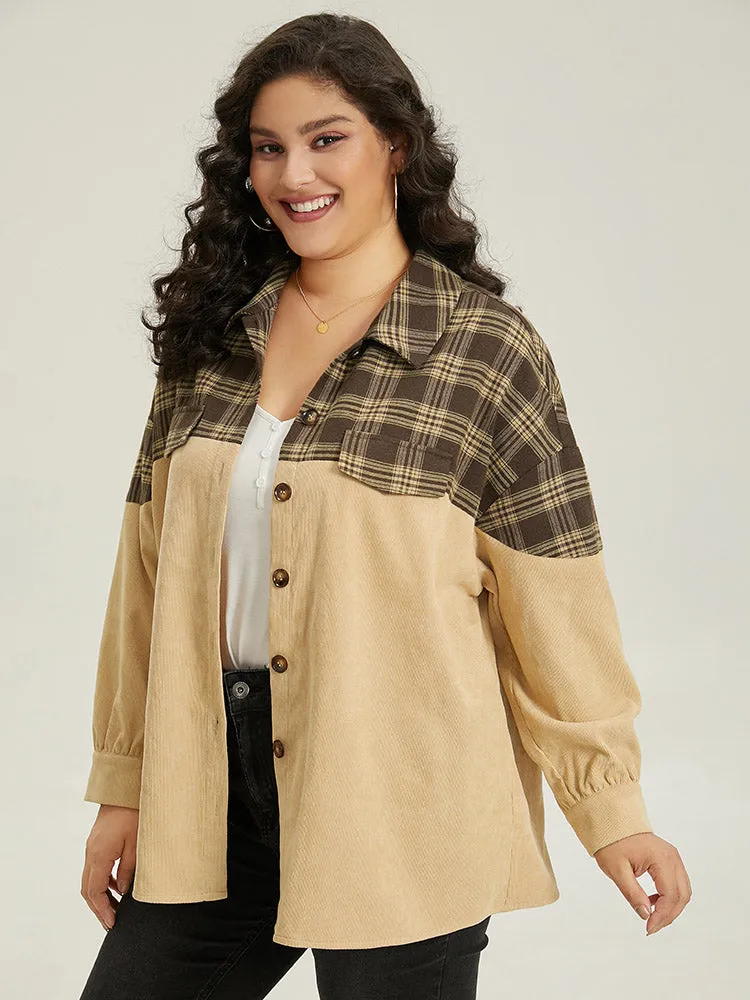 Plaid Button Through Patchwork Contrast Jacket sold by Bloomchic product image thumbnail 3