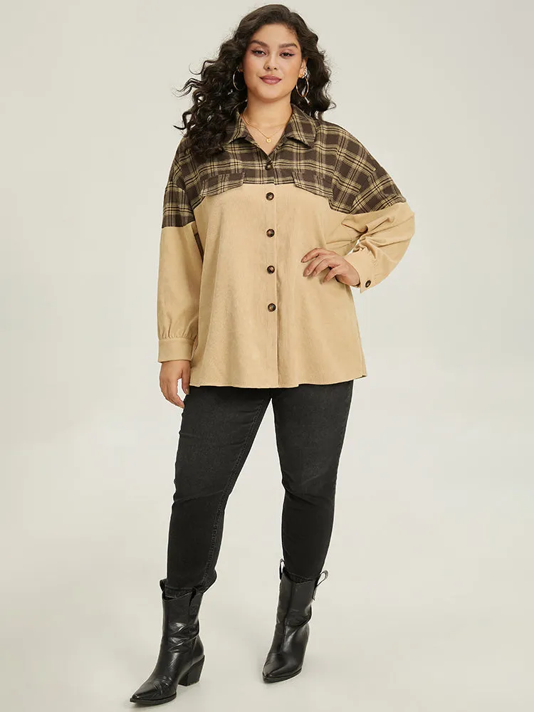 Plaid Button Through Patchwork Contrast Jacket sold by Bloomchic product image thumbnail 4