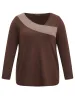 Contrast Patchwork Long Sleeve T-shirt sold by Bloomchic