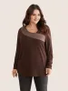 Contrast Patchwork Long Sleeve T-shirt sold by Bloomchic