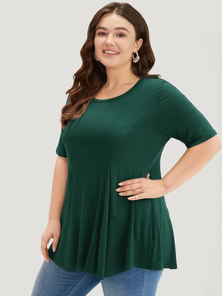 Solid Flutter Trim Crew Neck T-shirt sold by Bloomchic product image thumbnail 5