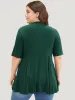 Solid Flutter Trim Crew Neck T-shirt sold by Bloomchic