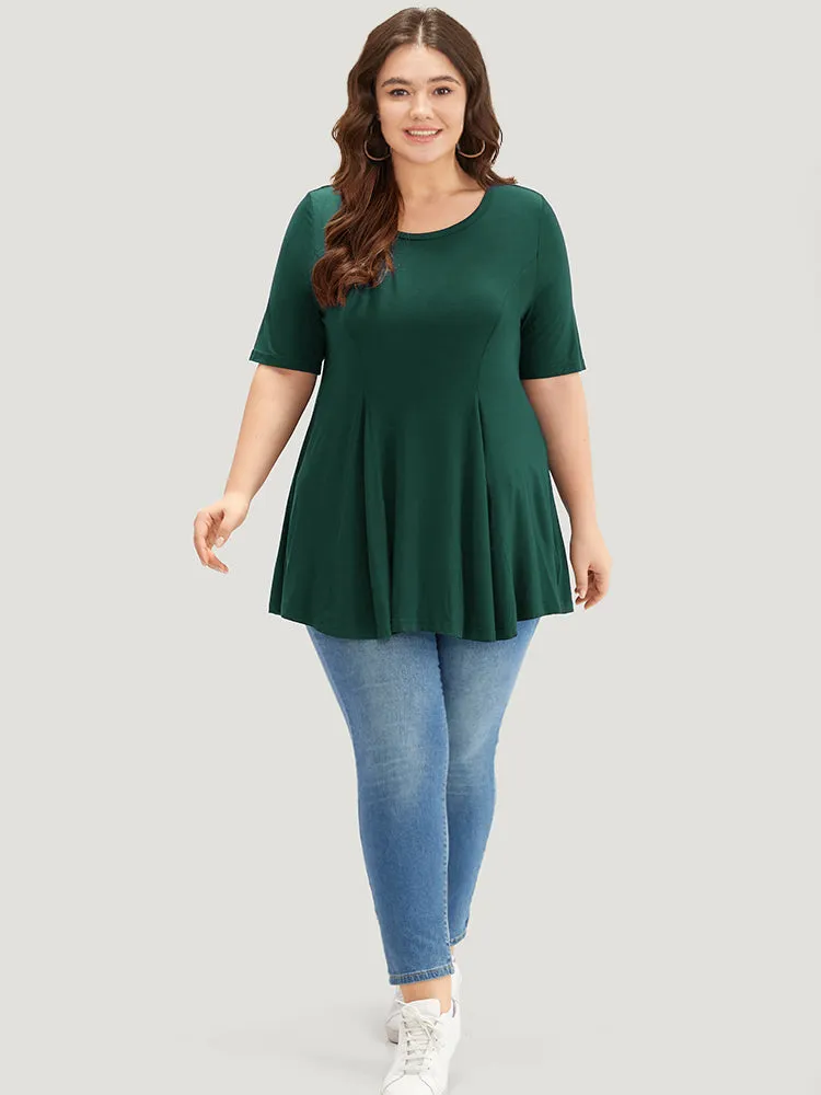 Solid Flutter Trim Crew Neck T-shirt sold by Bloomchic product image thumbnail 4