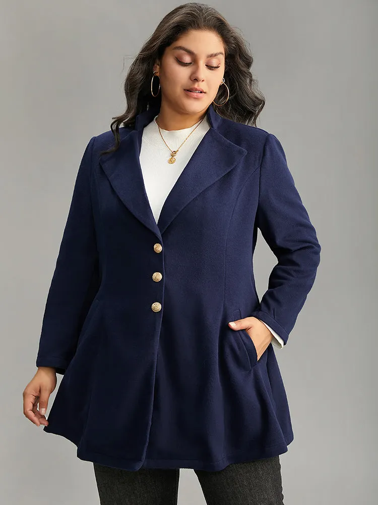 Solid Metal Detail Lapel Collar Coat sold by Bloomchic