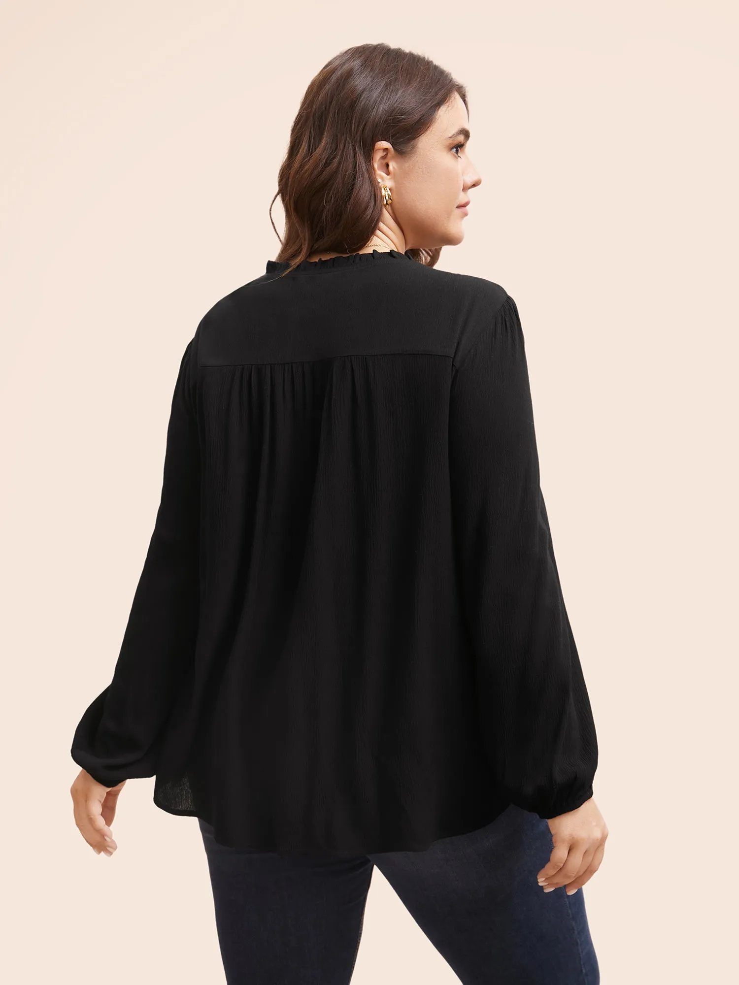 Lace Patchwork Pleated Ruffles Blouse sold by Bloomchic product image thumbnail 4