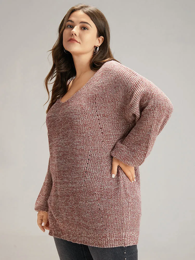 Elastic Hem Lantern Sleeve V Neck Pullover sold by Bloomchic product image thumbnail 3