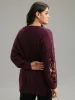 Floral Embroidered Plisse Drop Shoulder Pullover sold by Bloomchic