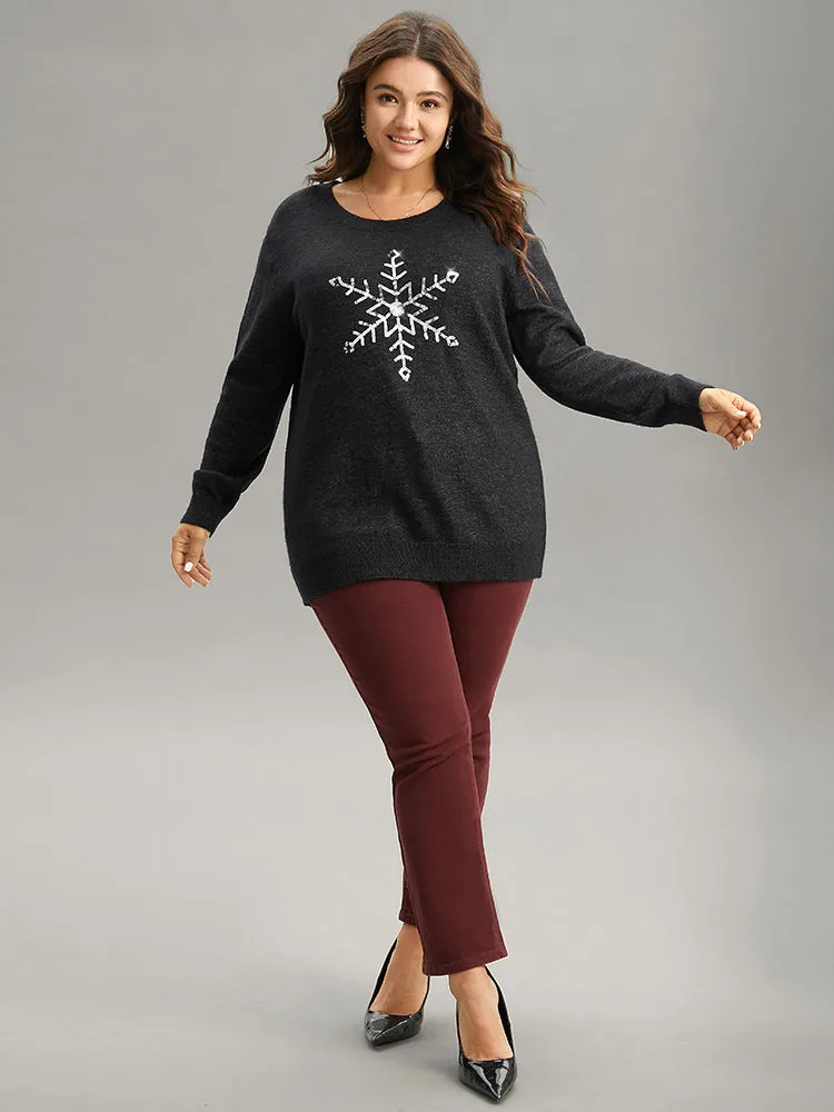 Anti-Pilling Sequin Snowflake Round Neck Pullover sold by Bloomchic product image thumbnail 5