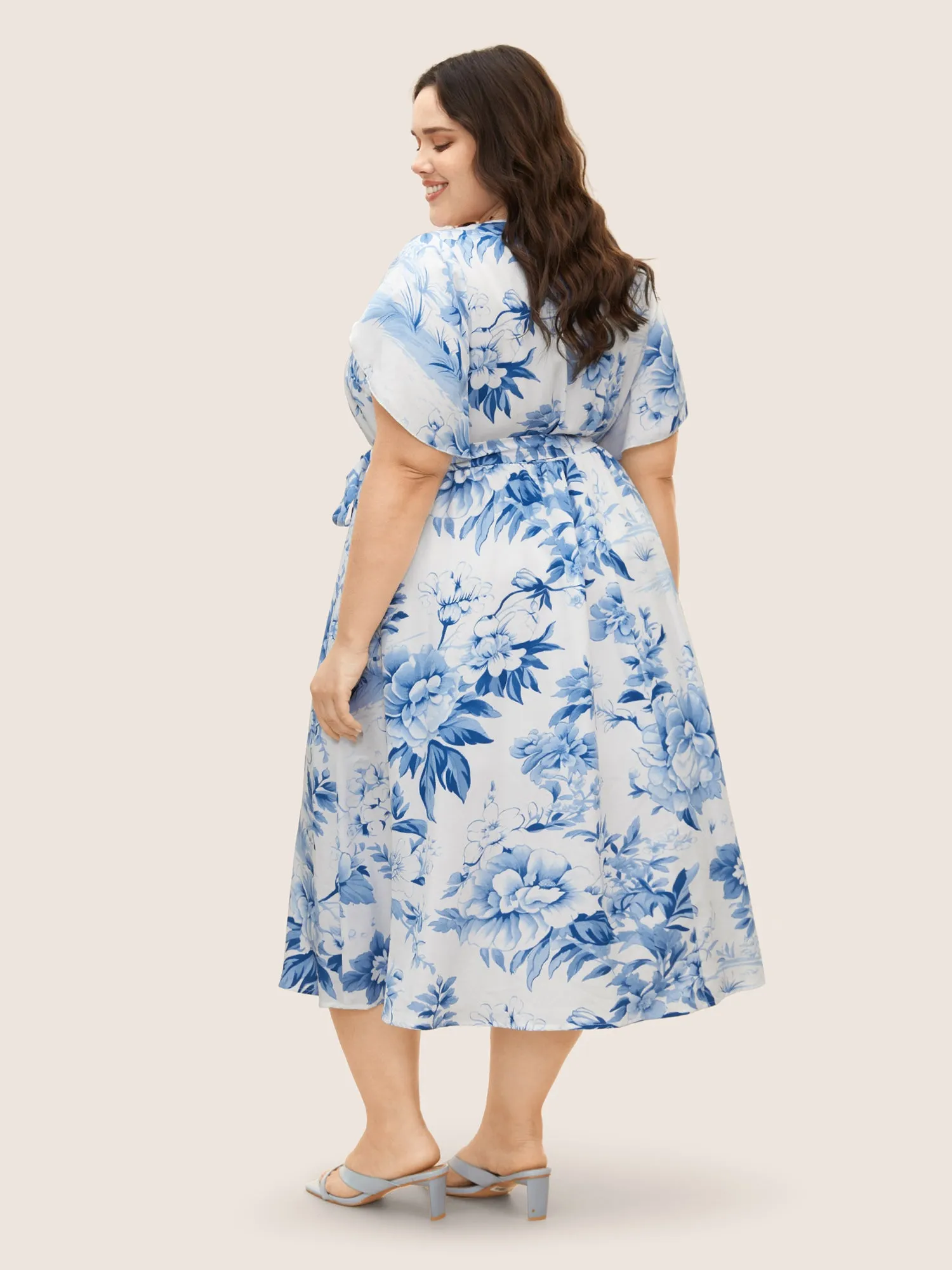 Floral Wrap Petal Sleeve Belted Dress sold by Bloomchic product image thumbnail 3
