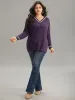 Plain Texture Contrast V Neck Cable Knit Pullover sold by Bloomchic