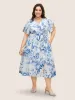 Floral Wrap Petal Sleeve Belted Dress sold by Bloomchic