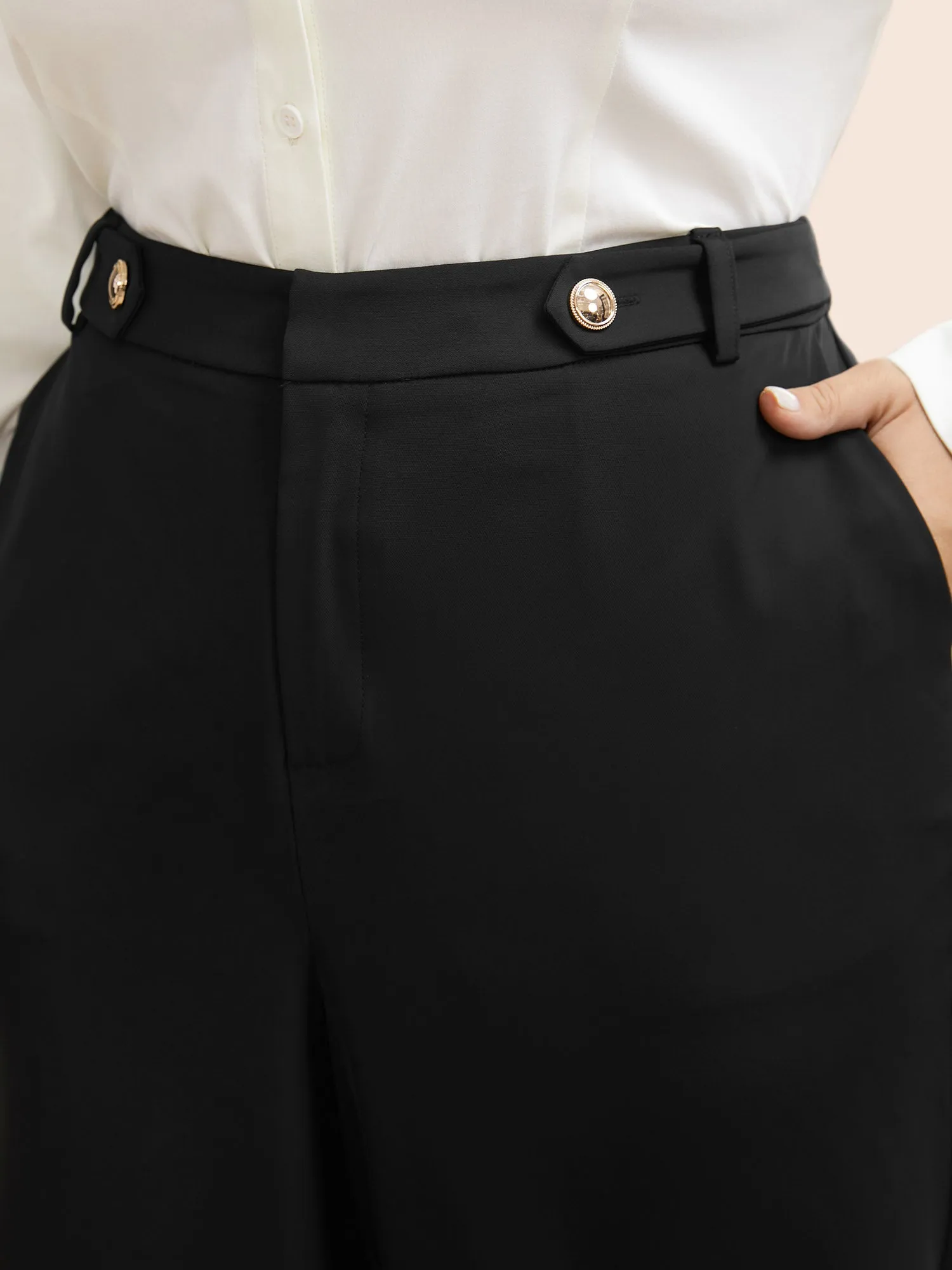 Stretch Woven Loop Design Straight Pants sold by Bloomchic product image thumbnail 5