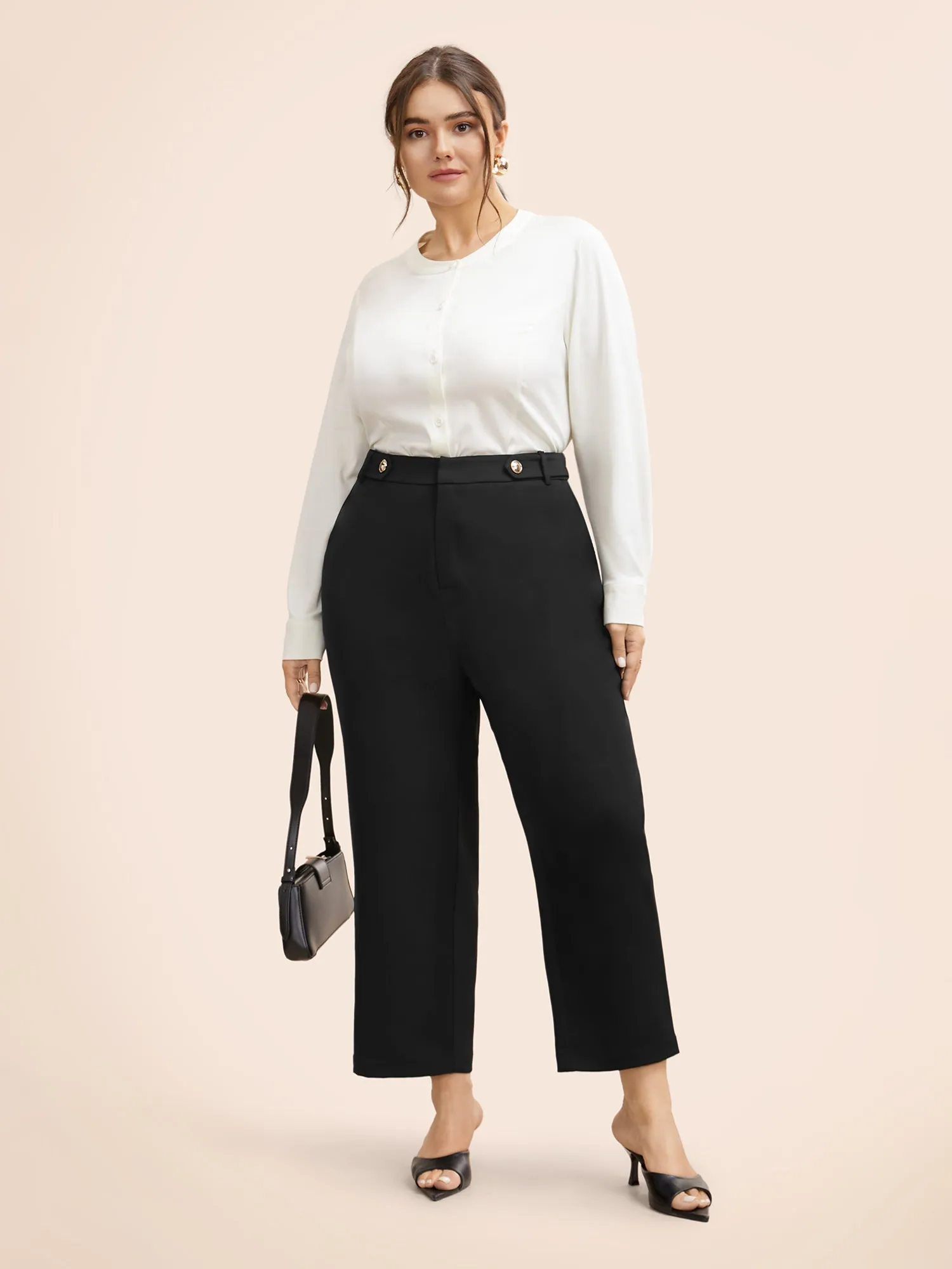 Stretch Woven Loop Design Straight Pants sold by Bloomchic product image thumbnail 3