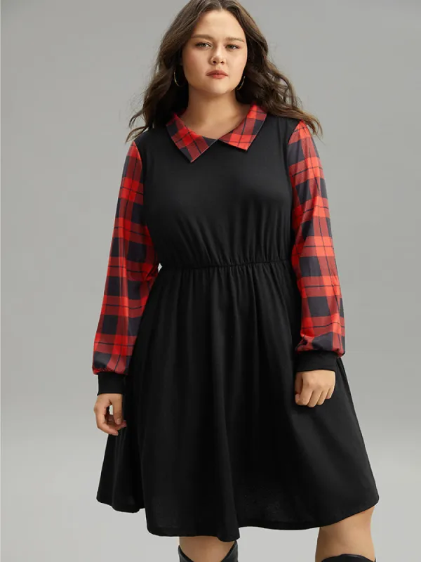 Supersoft Essentials Plaid Patchwork Gathered Dress sold by Bloomchic