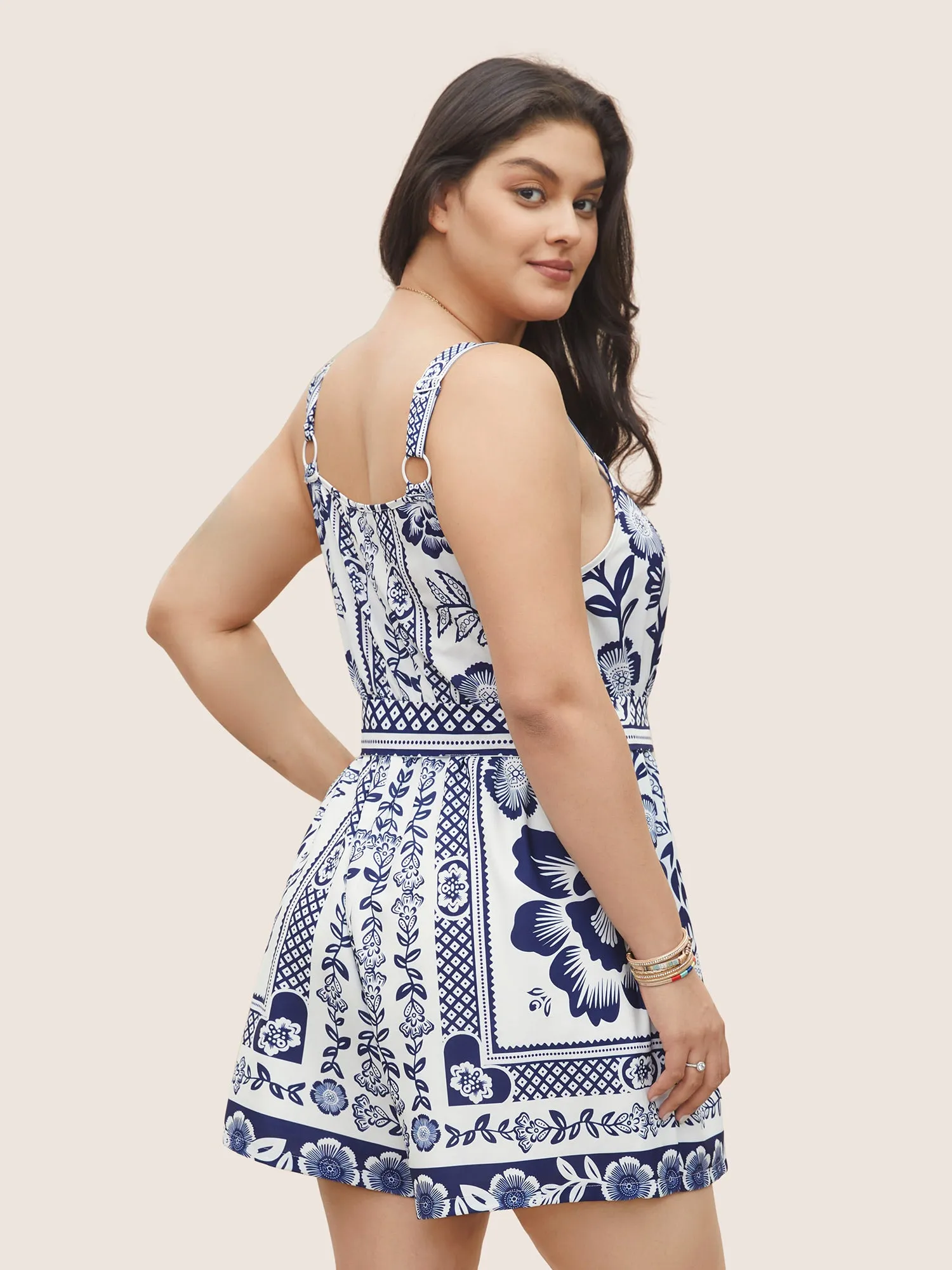 Boho Print Belted Button Detail Romper sold by Bloomchic product image thumbnail 3