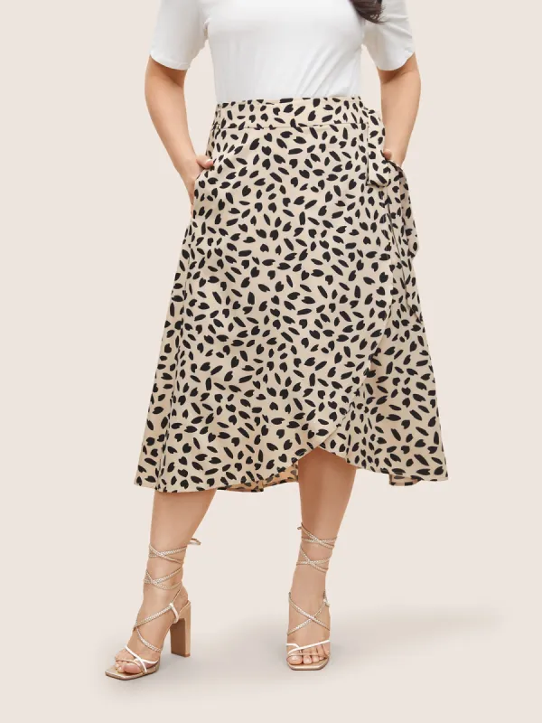 Graphic Ties Knotted Wrap Hem Skirt sold by Bloomchic